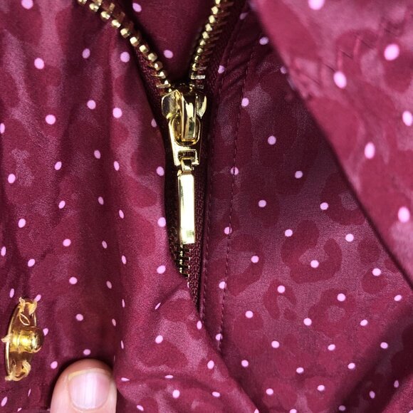 Chicos 1 Zenergy Jacket Womens Medium Burgundy Polkadot Anorak Artsy NEW - Picture 10 of 16